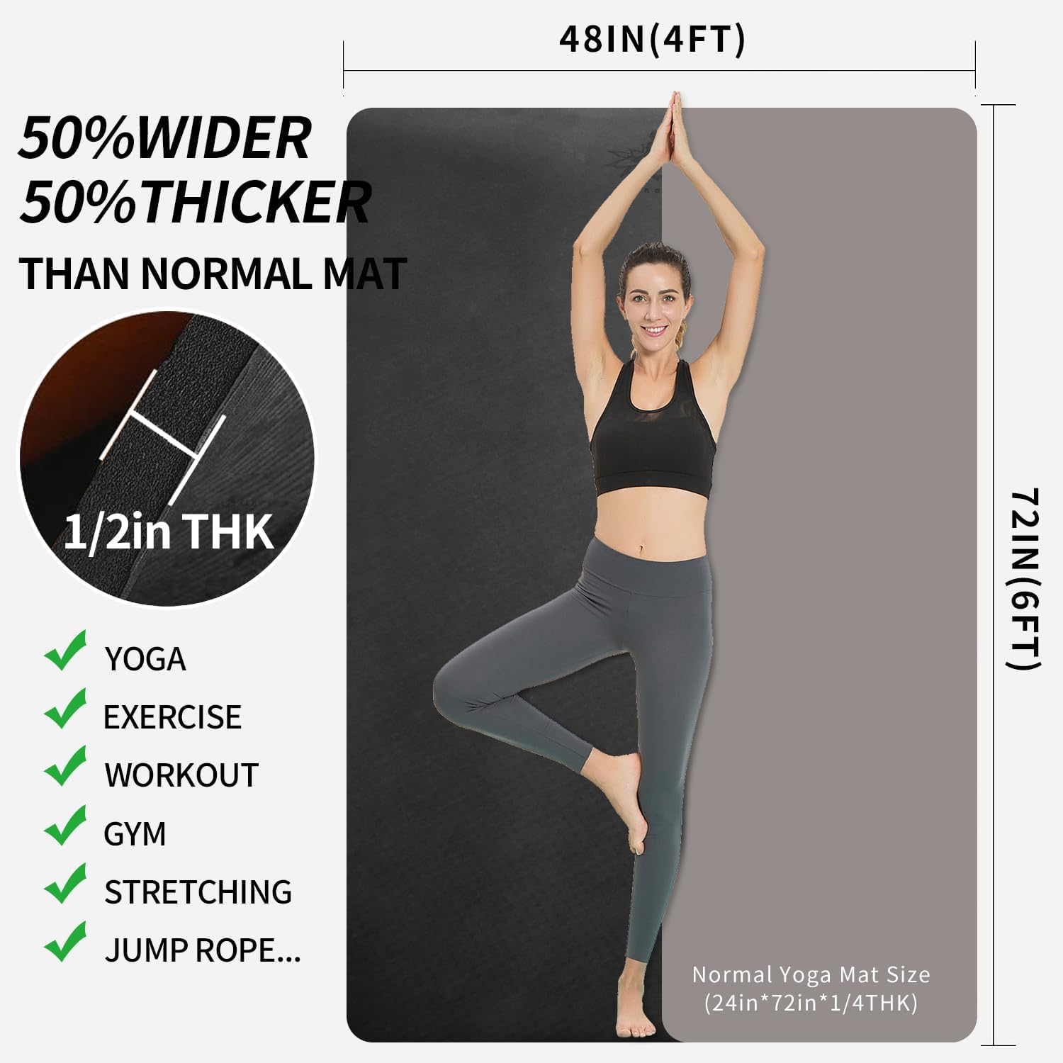 Extra Thick TPE Yoga Mat 6'x4' - Mat Pilates Yoga ulasan dan harga