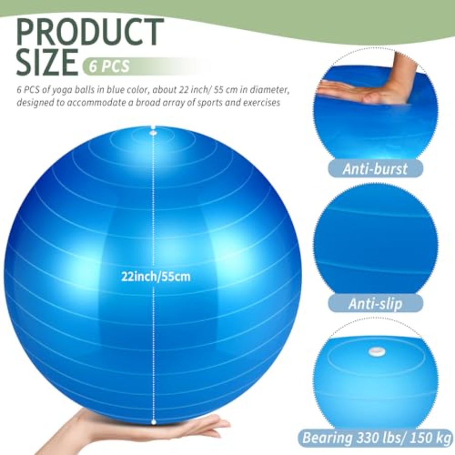 6 Pack Exercise Ball Bulk Infl - Pilates Yoga Pregnancy ulasan dan harga