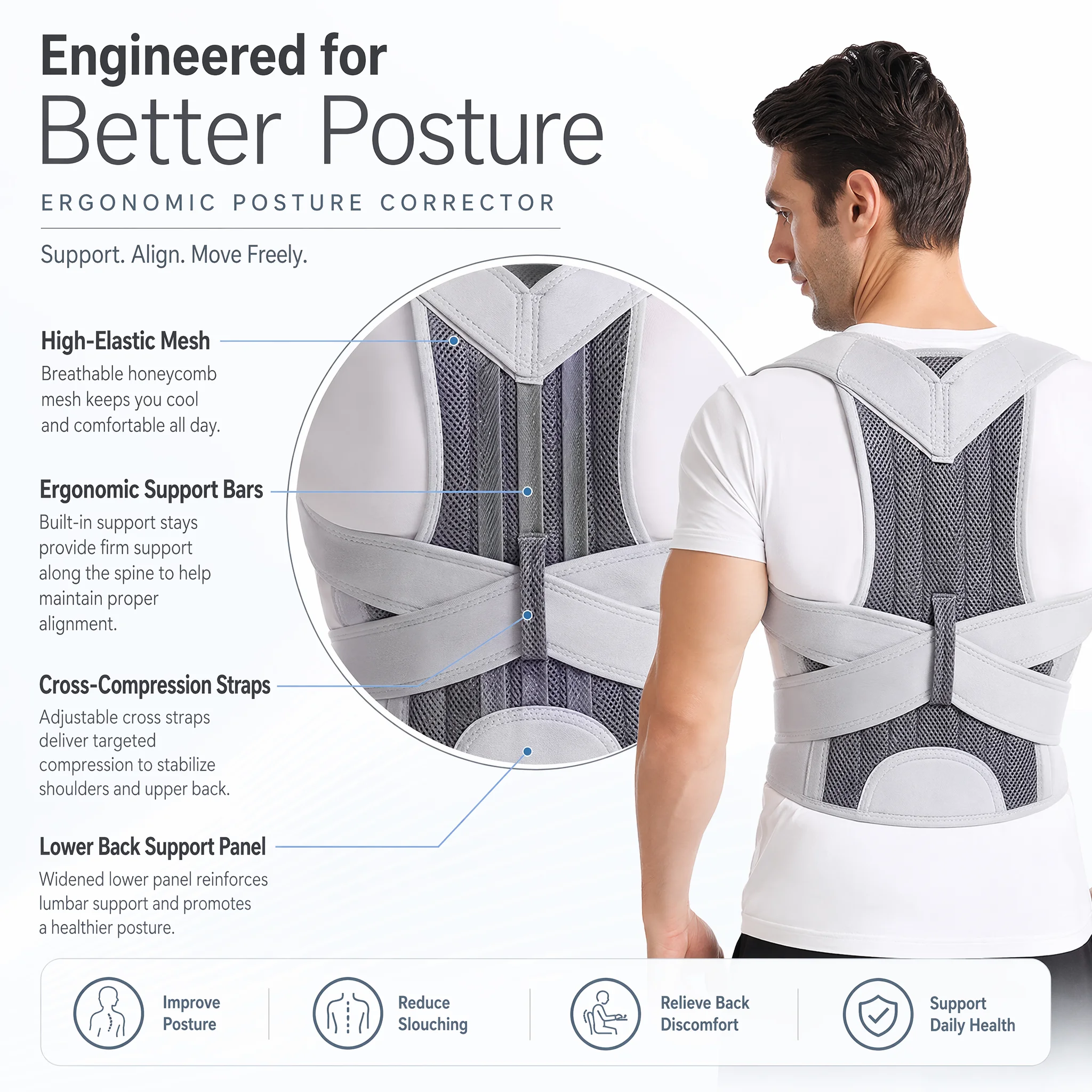 Adjustable Posture Corrector B - Posture Pole Corrector ulasan dan harga