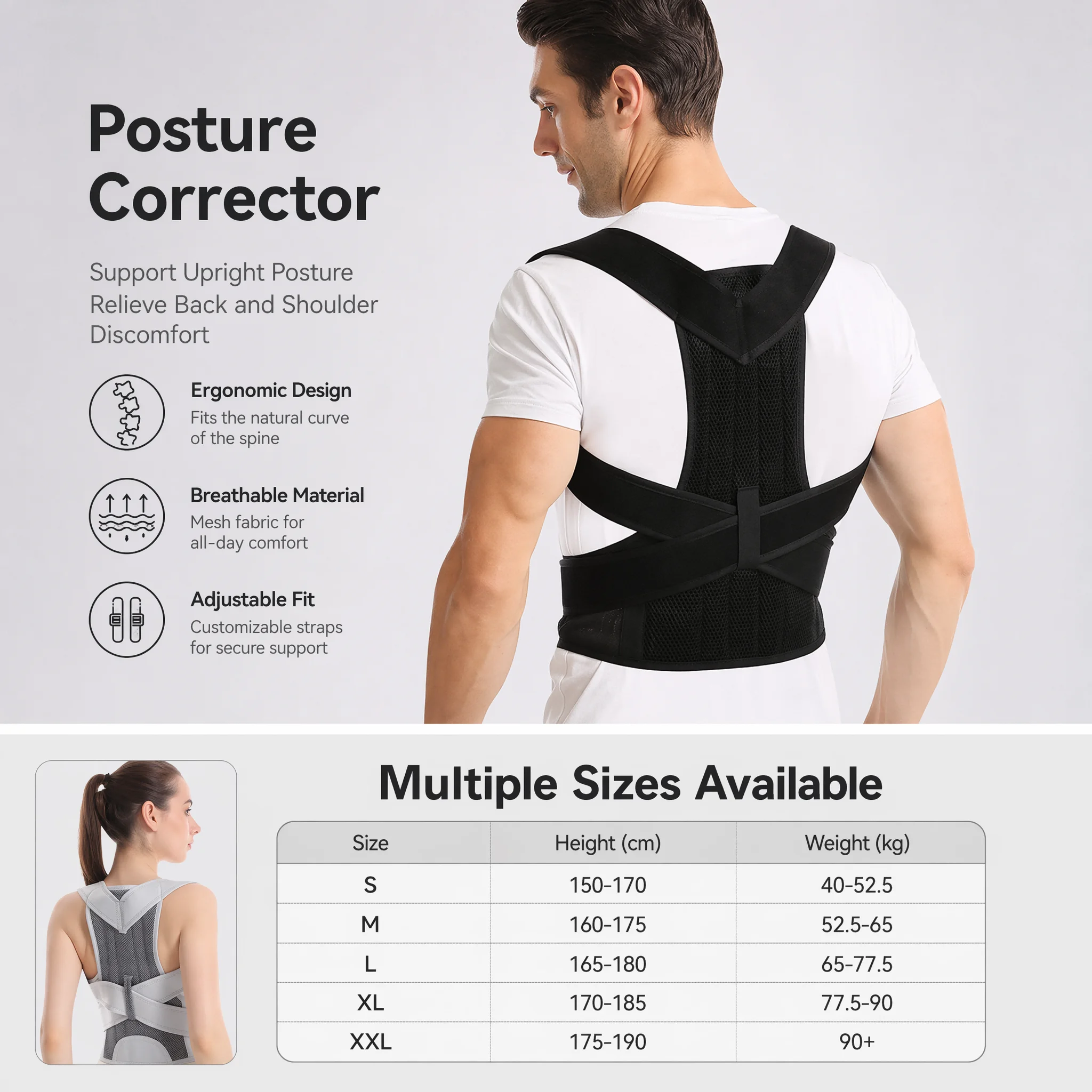 Adjustable Posture Corrector B - Posture Pole Corrector ulasan dan harga